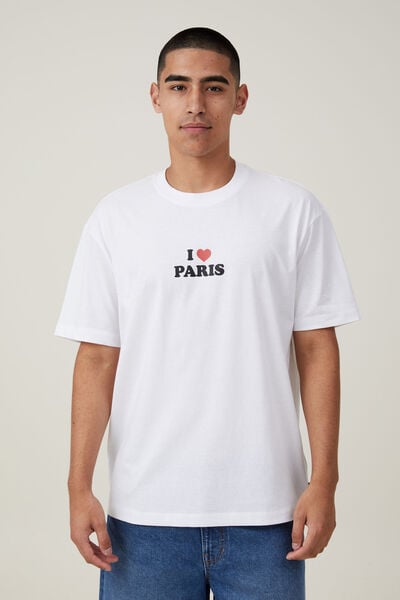 Loose Fit Art T-Shirt, WHITE / I LOVE PARIS