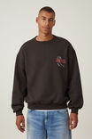 Box Fit Graphic Crew Sweater, WASHED BLACK / AMERICAN BLEND - alternate image 1