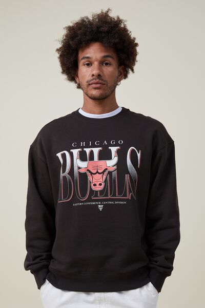 Nba Oversized Sweater, LCN NBA WASHED BLACK/CHICAGO BULLS LOCK-UP