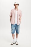Linen Short Sleeve Shirt, PINK STRIPE - alternate image 2