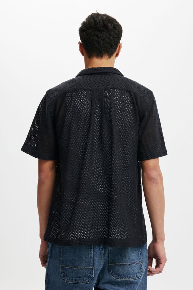 Palma Short Sleeve Shirt, BLACK CHEVRON