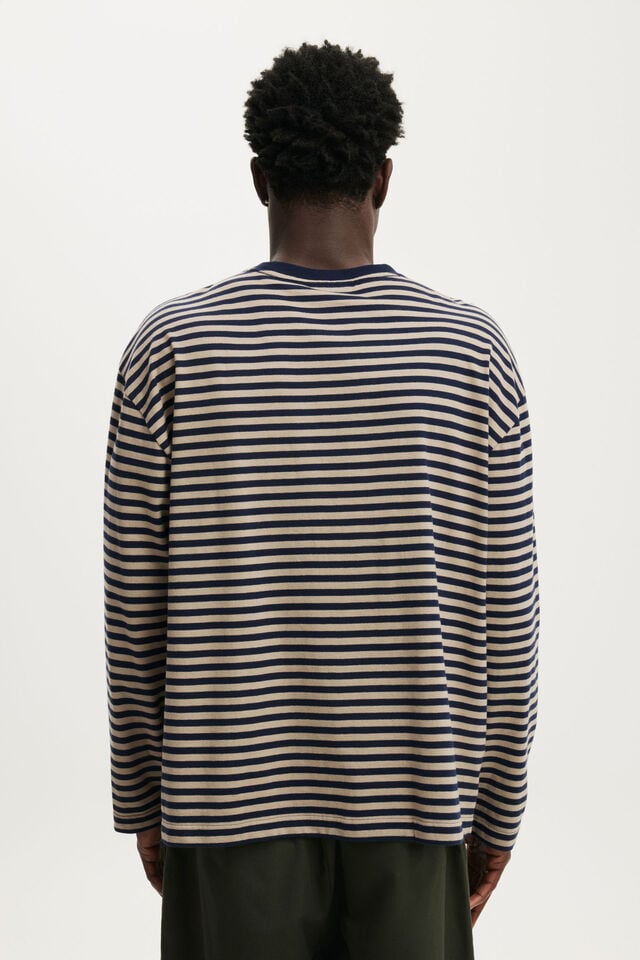 Everyday Fit Long Sleeve T-Shirt, HAZLENUT / VINTAGE NAVY STRIPE