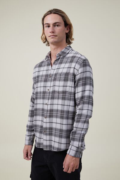 Camisas - Camden Long Sleeve Shirt, GREY WORKER CHECK