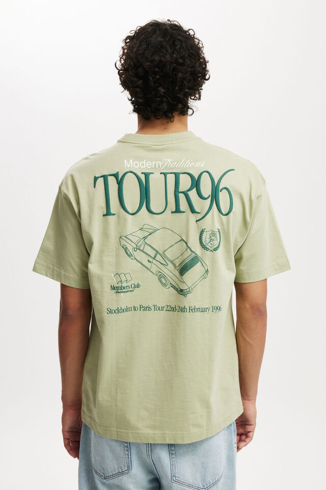 Box Fit Graphic T-Shirt, GREEN TEA/TOUR 96