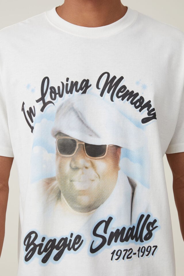 Biggie Loose Fit T-Shirt, LCN MT VINTAGE WHITE/BIGGIE - IN MEMORY