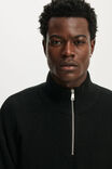 Super Soft Quarter Zip Sweater, BLACK - example image 4