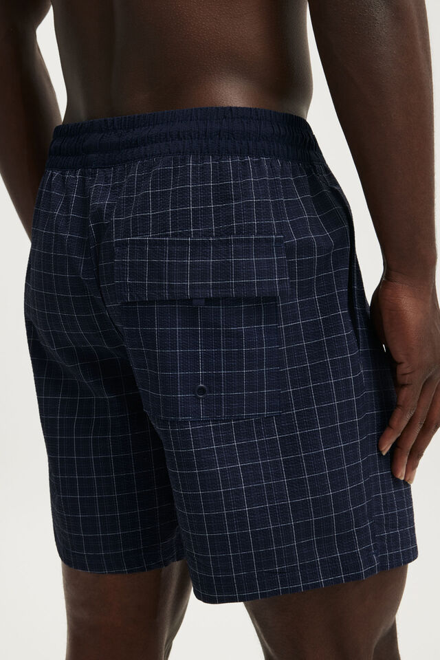 Stretch Swim Short, NAVY CHECK SEERUCKER