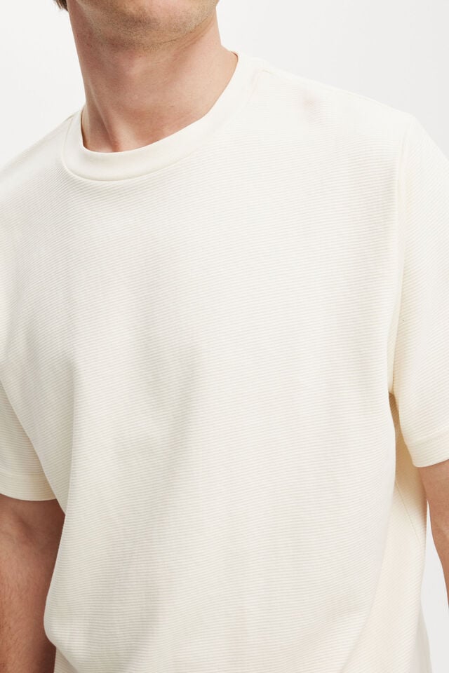 Cropped Fit Textured T-Shirt, CREAM PUFF TEXTURE