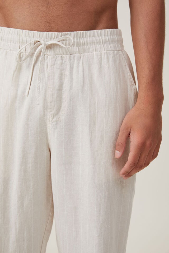 Linen Trouser, OATMEAL THIN STRIPE