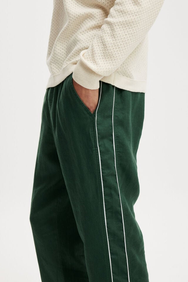Linen Pant, TREKKING GREEN PIPING