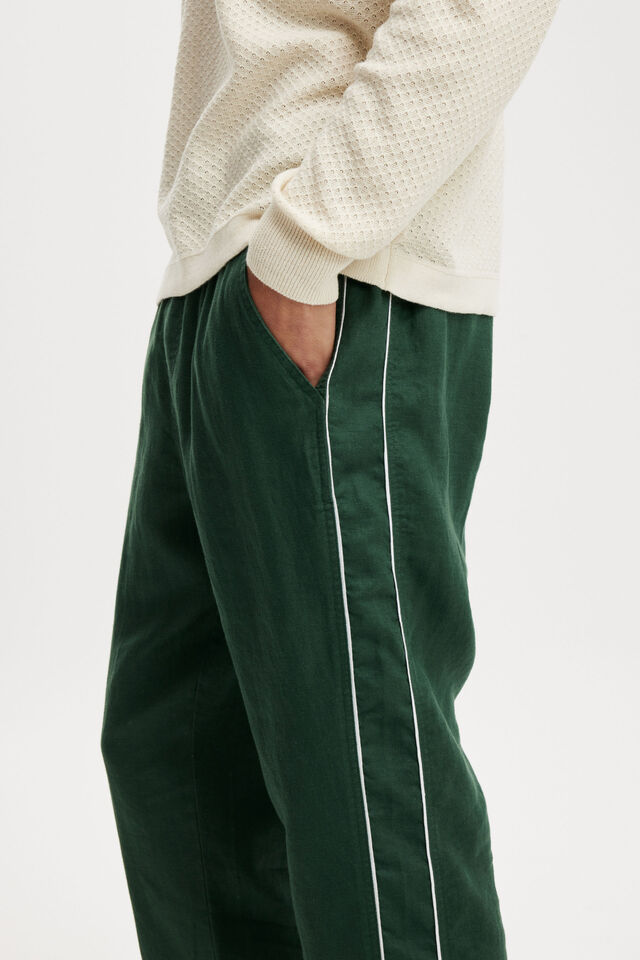 Linen Pant, TREKKING GREEN PIPING
