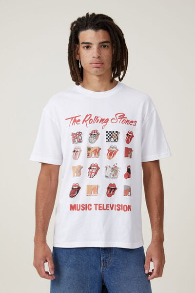 Mtv X Rolling Stones Loose Fit T-Shirt, LCN BRA WHITE/MULTI LOGO