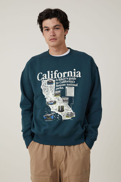 Oversized Graphic Sweater, DEEP SEA TEAL/ CALIFORNIA
