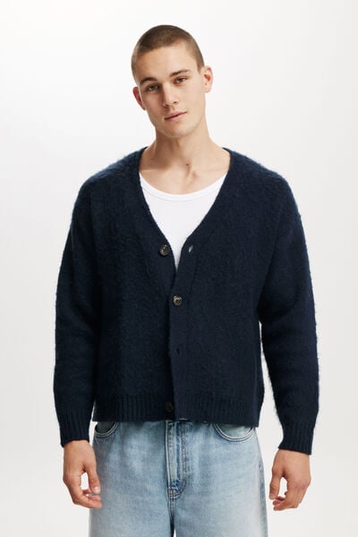 Cropped Cardigan, NAVY