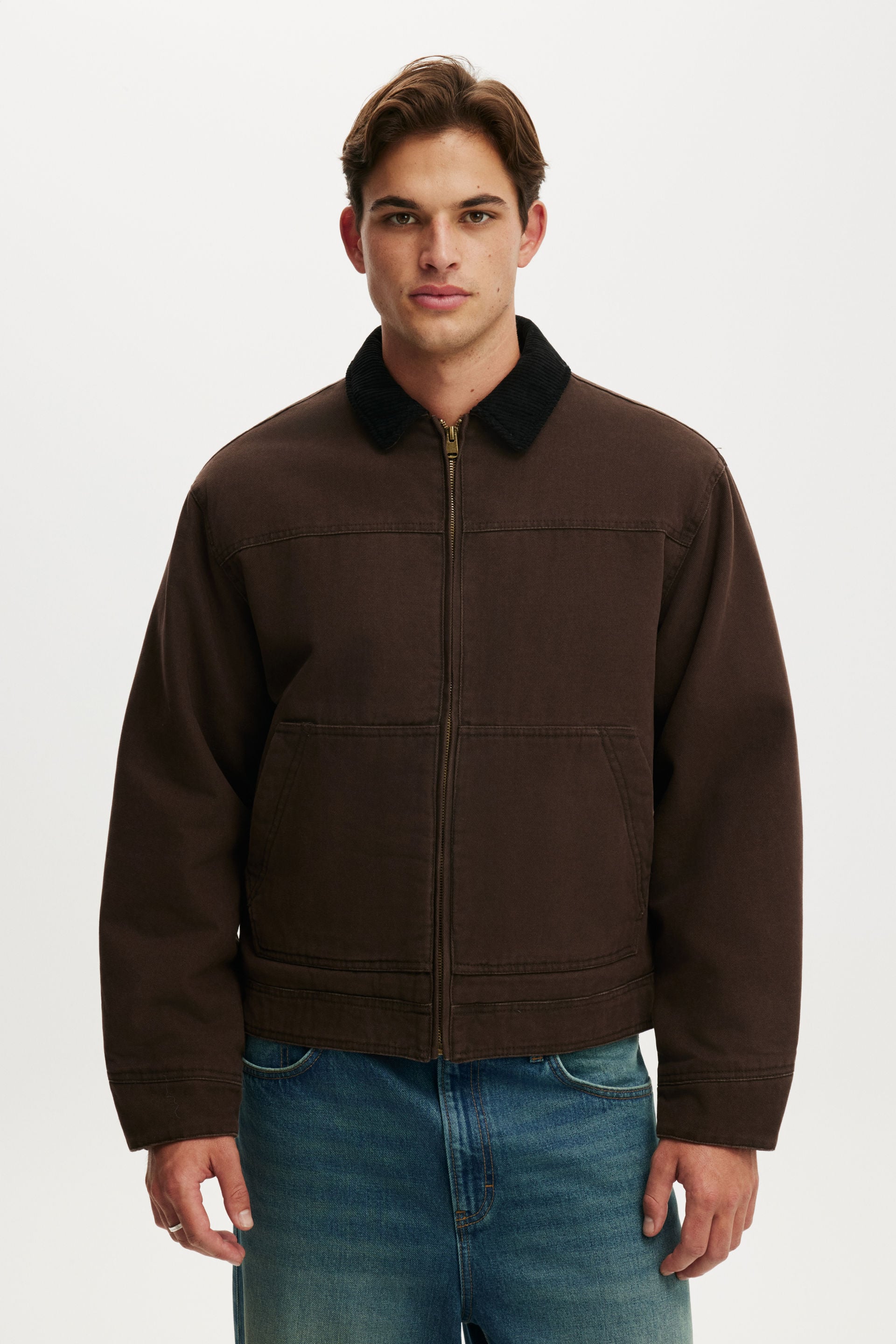 Men's Brown Cropped Worker Jacket | Cotton On United States