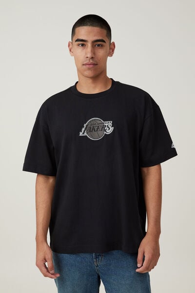 Nba Box Fit T-Shirt, LCN NBA BLACK / LAKERS - TONAL