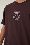 Premium Loose Fit Music T-Shirt, LCN MT DARK OAK/NIRVANA - SMILEY EMBROIDERY - alternate image 2