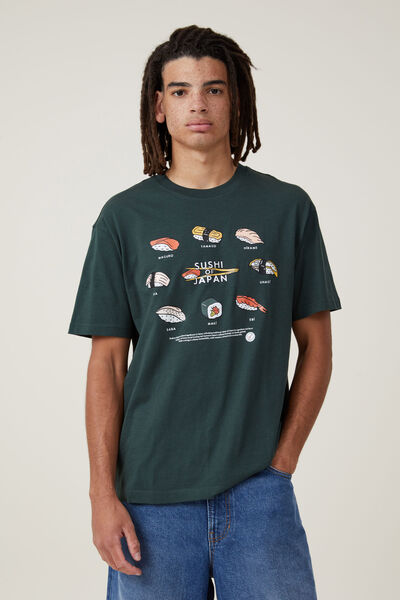 Loose Fit Art T-Shirt, PINE NEEDLE GREEN / SUSHI CIRCLE