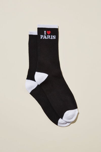 Graphic Sock, BLACK/I LOVE PARIS