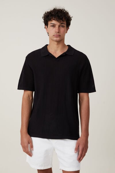 Resort Short Sleeve Polo, BLACK