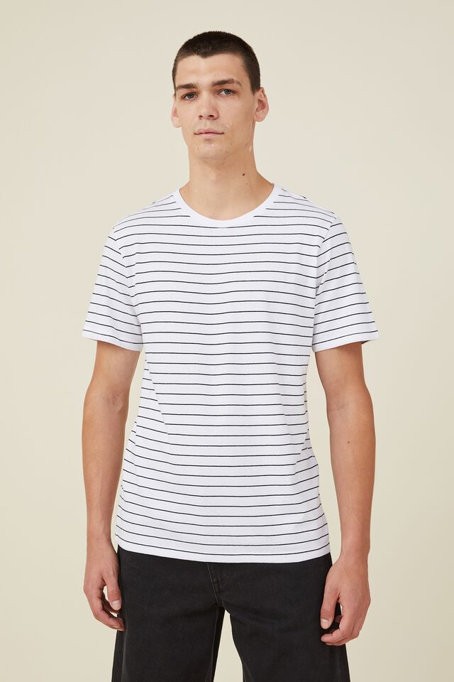 Organic Stripe T-Shirt, WHITE BLACK EASY STRIPE