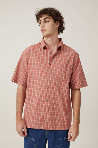 Camisas - Smith Short Sleeve Shirt, BURNT RED MINI CHECK