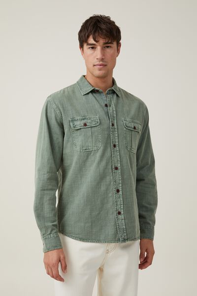 Greenpoint Long Sleeve Shirt, WASHED MILITARY