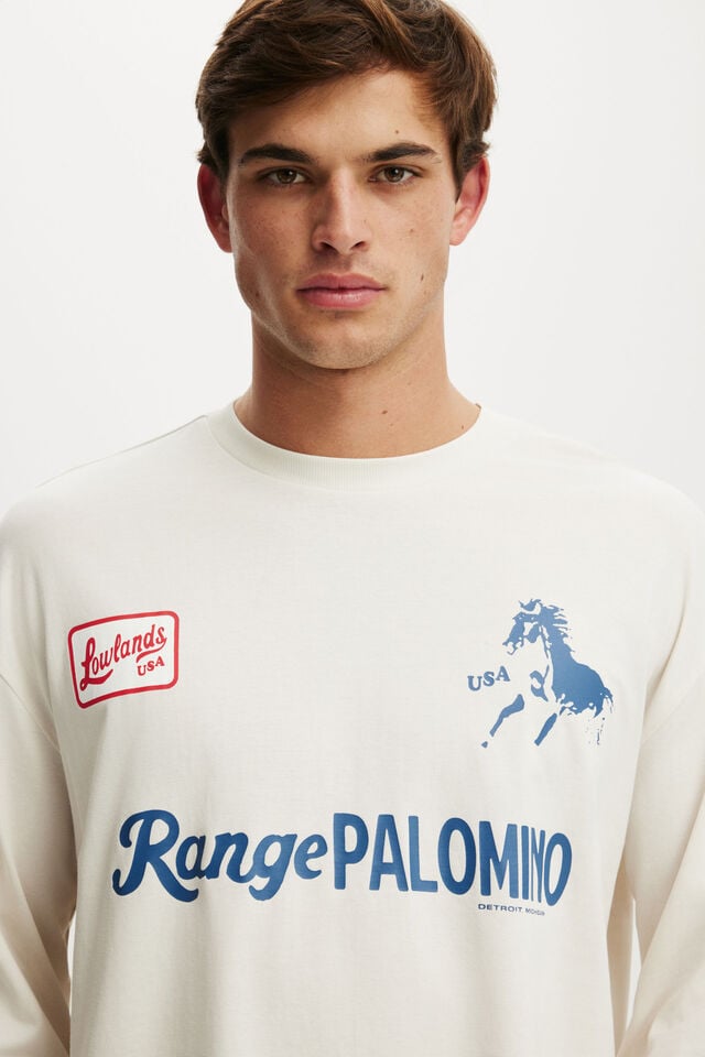 Regular Fit Graphic Ls T-Shirt, CHALK WHITE / PALOMINO