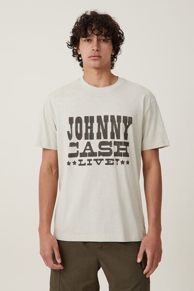 Loose Fit Music T-Shirt, LCN BRA IVORY/JOHNNY CASH - LIVE!