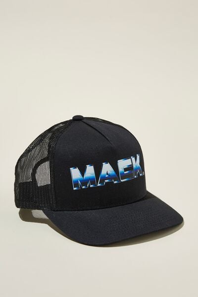 Mack Trucks Trucker Hat, LCN MAC WASHED BLACK / CHROME LOGO