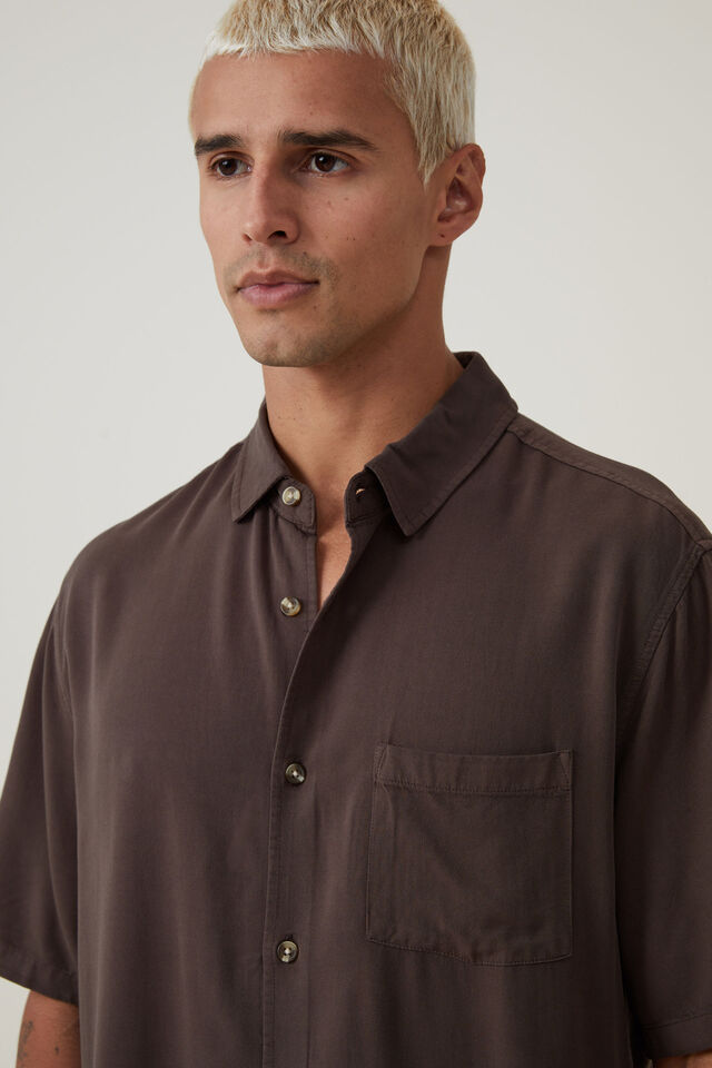 Cuban Short Sleeve Shirt, ASHEN BROWN