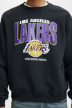 Nba Box Fit Crew Sweater, LCN NBA WASHED BLACK/LOS ANGELES -LAKERS FADE - alternate image 4