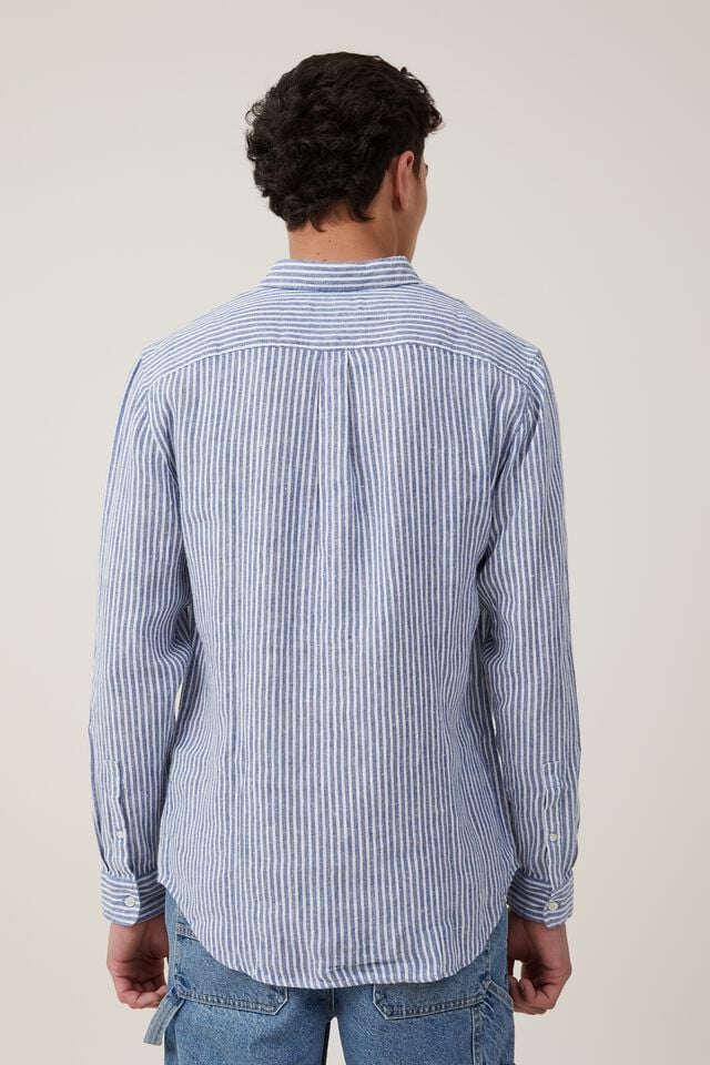 Camisas - Linen Long Sleeve Shirt, EAST COAST BLUE STRIPE