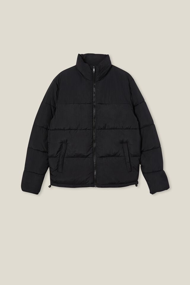 Recycled Puffer Jacket, BLACK