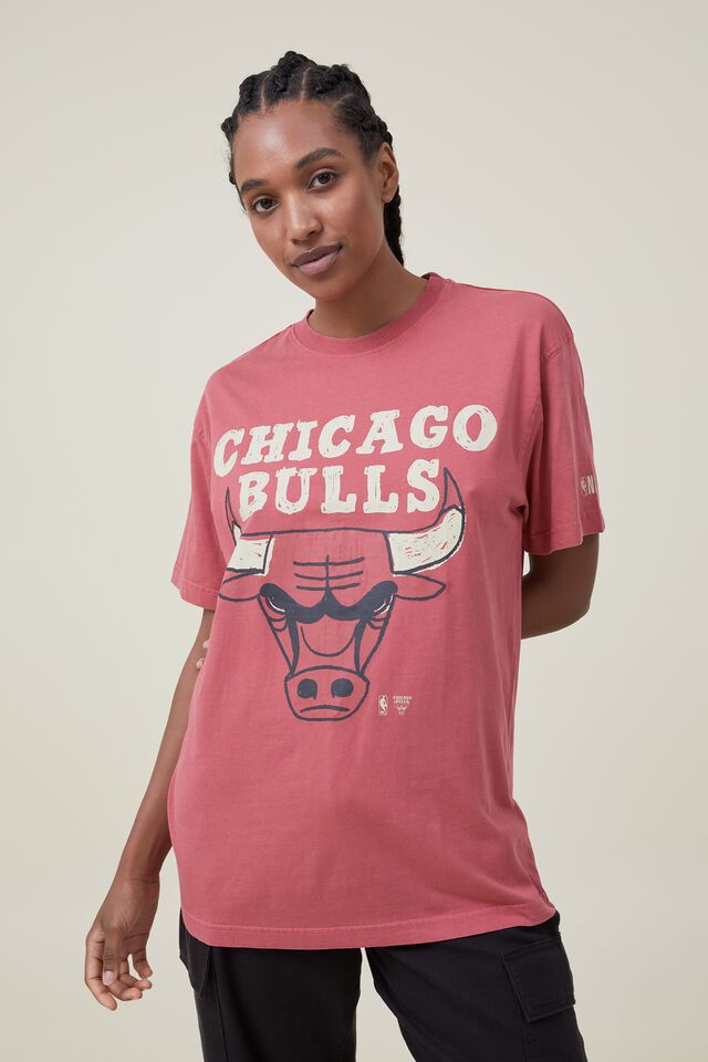 Nba Loose Fit T-Shirt, LCN NBA SOFT RED/CHICAGO BULLS - HAND DRAWN
