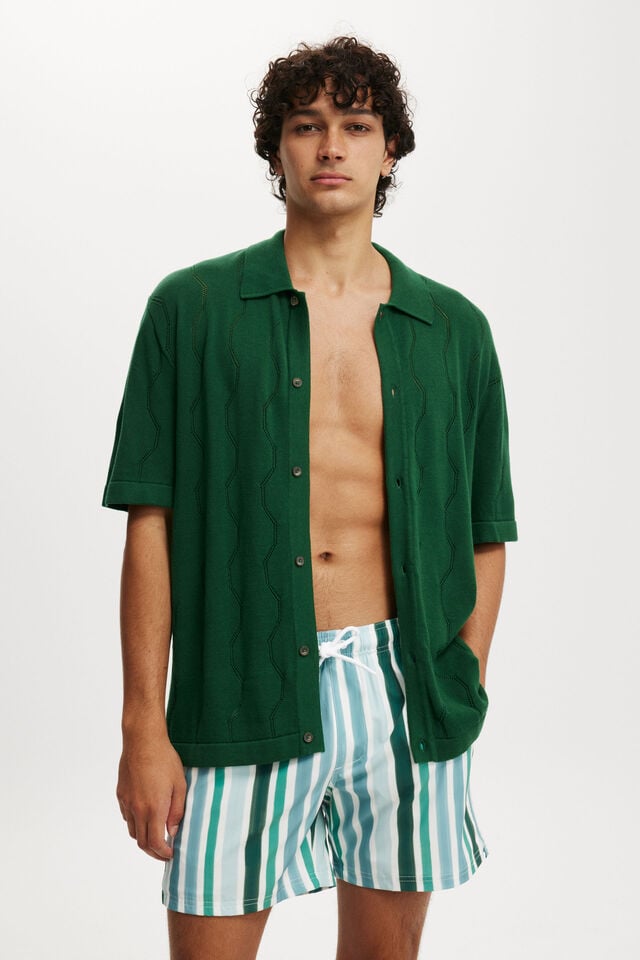 Stretch Swim Short, EVERGREEN STRIPE