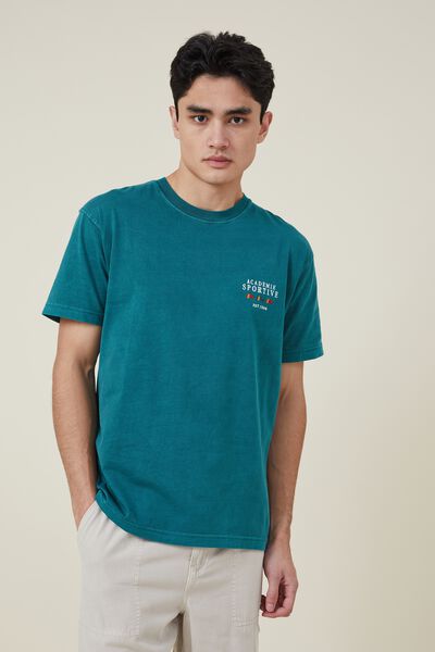 Premium Loose Fit Classic T-Shirt, EMERALD/ACADEMIE SPORTIVE CHEST