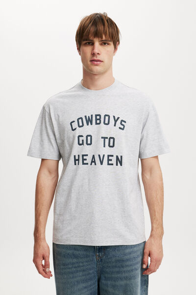 Loose Fit Art T-Shirt, LIGHT GREY MARLE/COWBOYS