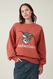 Budweiser Oversized Crew Sweater, LCN BUD BRUSCHETTA RED/A & EAGLE - alternate image 2