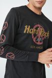 Hard Rock Cafe Long Sleeve Tshirt, LCN HRC WASHED BLACK - PEACE