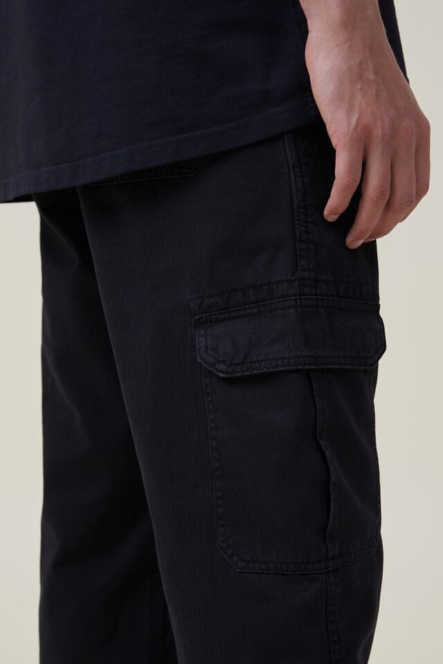 Women's Organic Cotton Baggy Cargo Pants in Washed Black