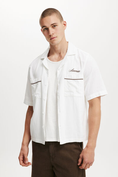 Cabana Short Sleeve Shirt, WHITE SCRIPT