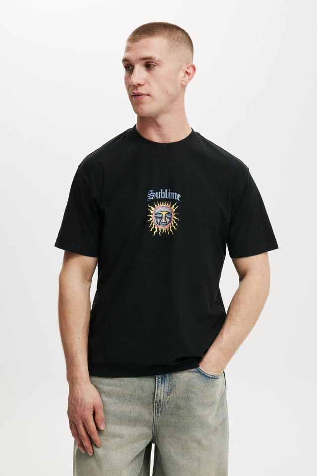 Premium Loose Fit Music T-Shirt, LCN MT BLACK/SUBLIME - MINI SUN