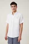 Linen Short Sleeve Shirt, WHITE - alternate image 1