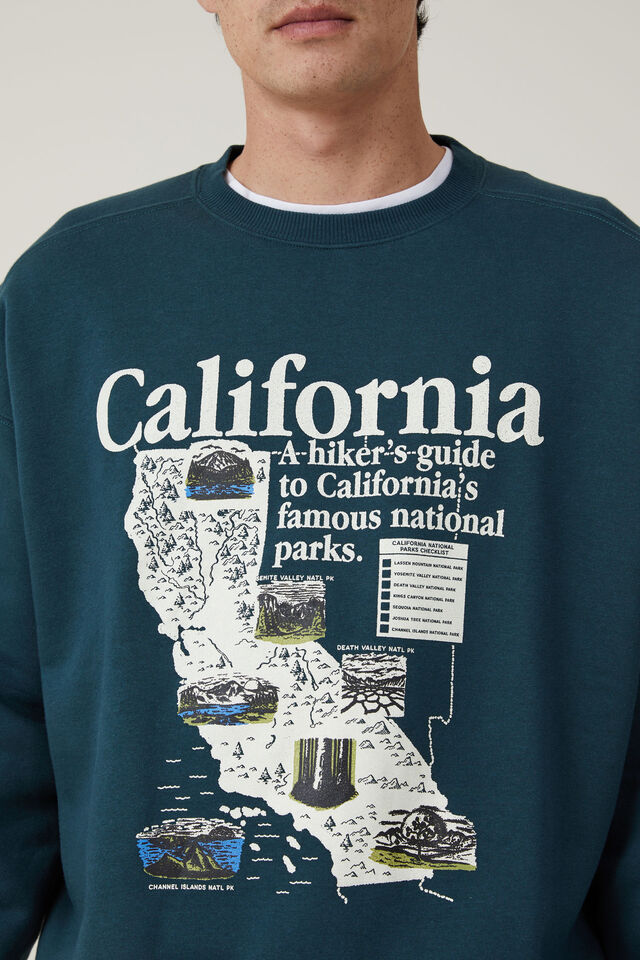Oversized Graphic Sweater, DEEP SEA TEAL/ CALIFORNIA