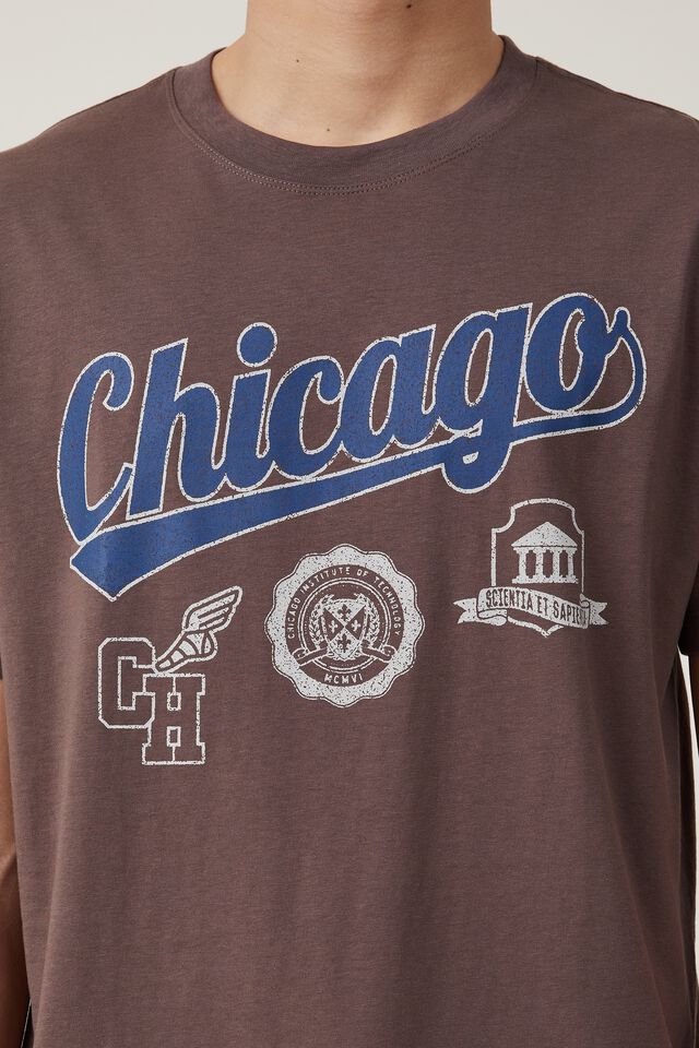 Loose Fit Sport T-Shirt, WASHED CHOCOLATE/CHICAGO SCRIPT