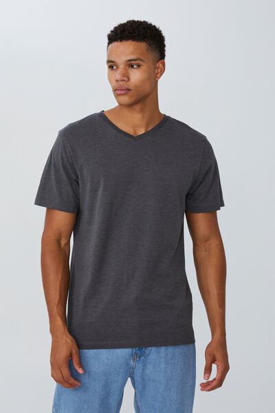 Organic V-Neck T-Shirt, CHARCOAL MARLE