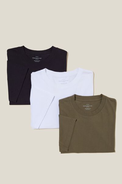 Organic Loose Fit T-Shirt 3 Pack, INK NAVY/MILITARY/WHITE
