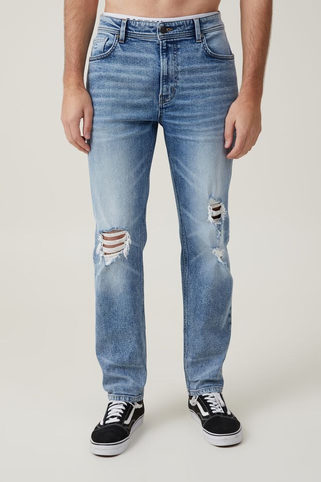 Slim Straight Jean, WEST BLUE RIPPED