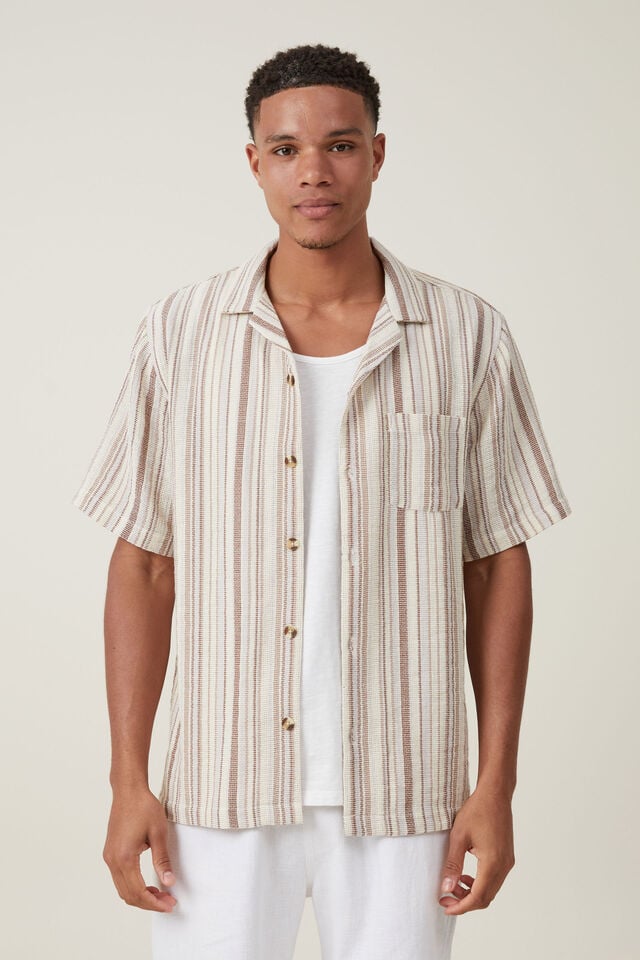 Palma Short Sleeve Shirt, NATURAL MULTI STRIPE